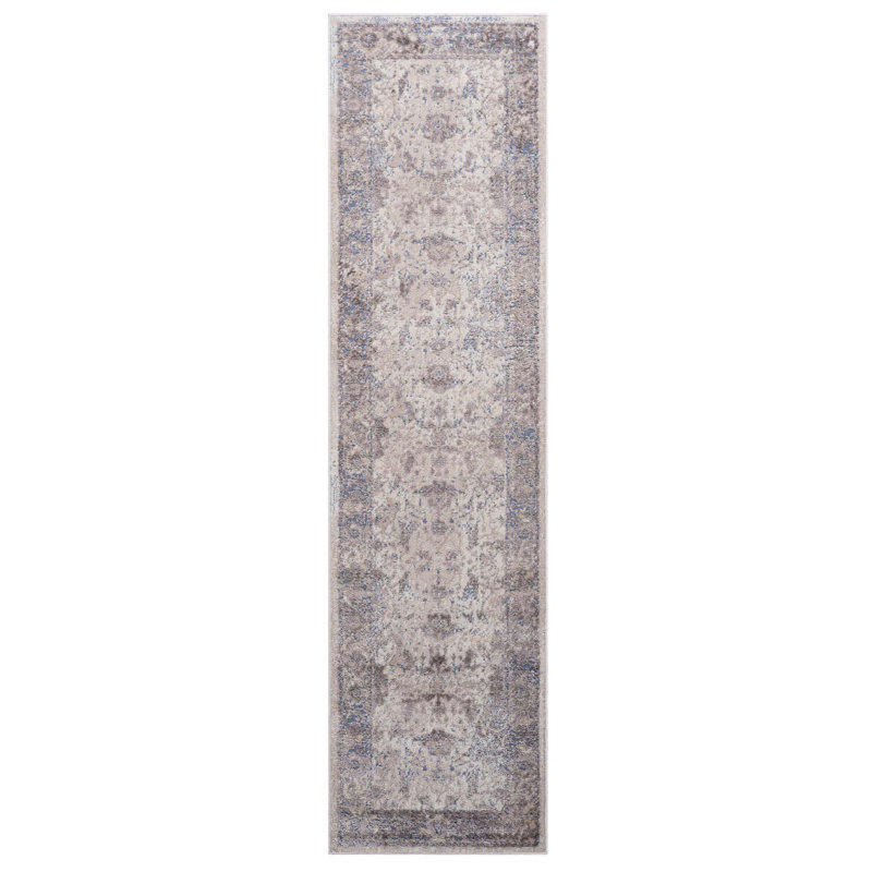 Tapis tissé à la main et brun / beige, 2 x 8, traditionnel pour chambre de bébé, teint, sans perte de poils, collection de matériaux confortables brun / beige, bureau à domicile, séchage rapide