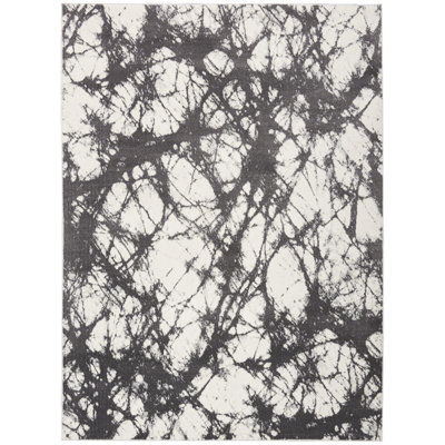 Tapis ivoire / gris anthracite à motif abstrait Ck011
