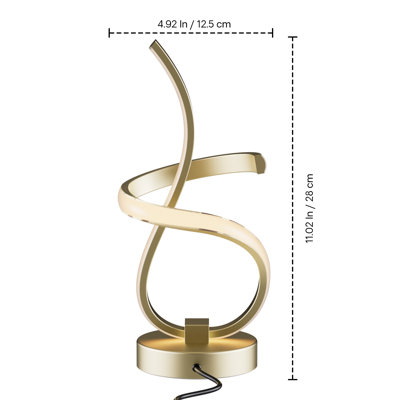 Golden Swirl 12W LED Table Lamp 16 in. - 3000K Warm Glow- Touch Dimming