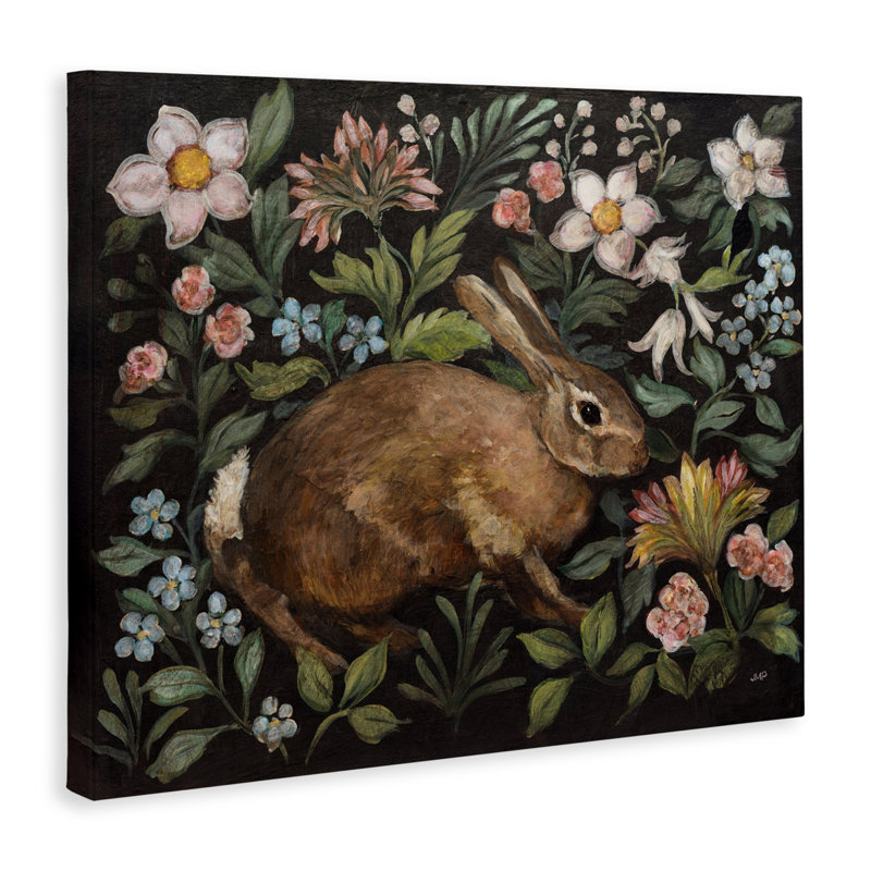 Toile de lapin Flora and Fauna, design par Julia Purinton, H 24 po x l 30 po