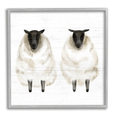 " Two Sheep Standing Rustic Grainy Farm Sign " by Daphne Polselli