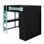 Lit mezzanine moderne avec poste de travail intégré, placard de rangement ouvert et éclairage ambiant personnalisable-2104863709