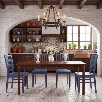 5-Piece Dining Table Sets Modern Wooden Table & Kendig Slat Back Dining Chairs For Home, Kitchen, Dining Room