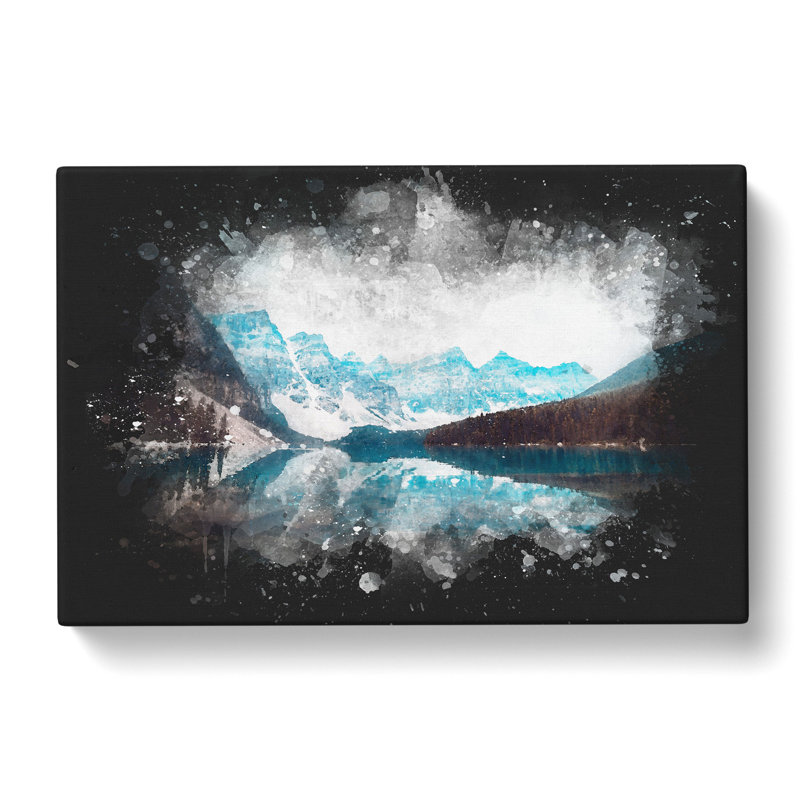 Mountains And Forest By Lake Moraine - Wrapped Canvas Painting, 60cm H x 91cm W x 3cm D