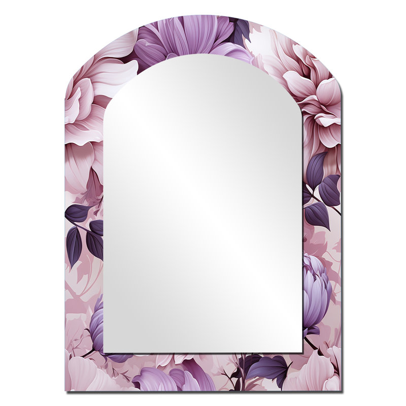Motif victorien Roberval Ethereal Floral Delight - miroir décoratif floral asymétrique, grand miroir mural Cottage Arch, impression sur métal