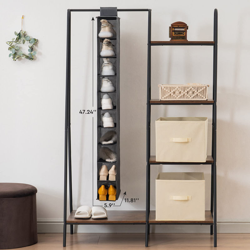 10 Pair Overdoor Shoe Organiser, Grey