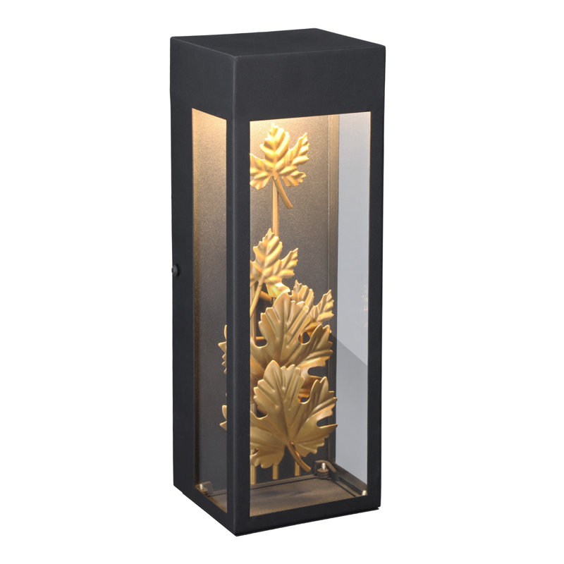 Applique murale extérieure à DEL de 34,5 cm (13,58 po), luminaire extérieur moderne intégré avec motif de feuilles d'érable, 100-277 V, blanc chaud 3 000 K