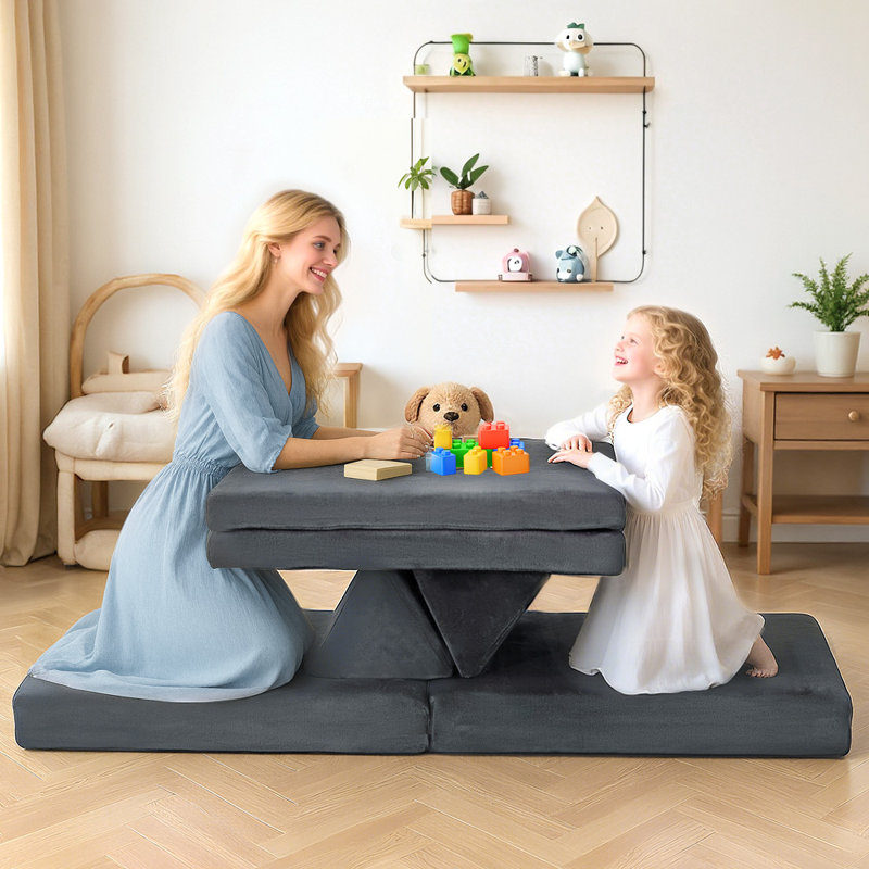 Kids Play Couch - Foldable Toddler Couch With Washable Covers, Kids Sofa For Playroom/Learning Zone/Bedroom