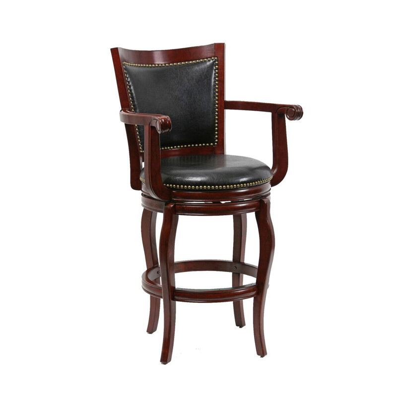 Greer Swivel Bar Stool, Cherry, Bar Stool (29" Seat Height), Dark Brown