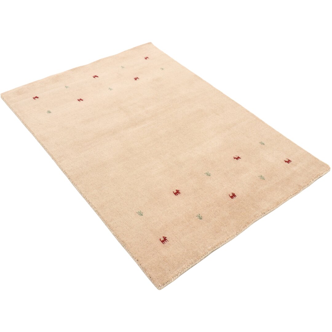 Handgefertigter Teppich Gabbeh Uni aus Wolle in Beige