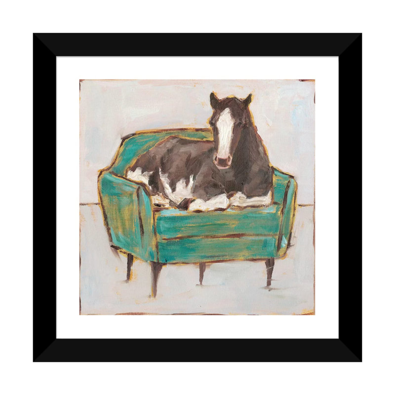 «Creature Comforts I» par Ethan Harper - reproduction d'art, Blanc, H 24 po x l 24 po x p 1 po, Papier encadré noir