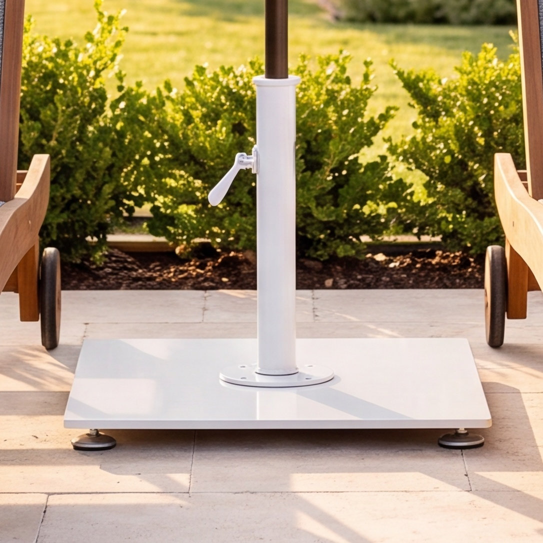 Steel Free-Standing Umbrella Base, Antique White, No