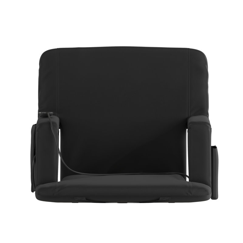 Portable Heated Reclining Stadium Chair with Armrests, Padded Back & Heated Seat, Black