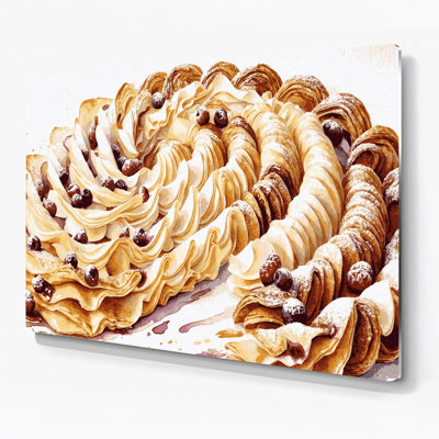 Desserts Mille feuille, art mural en métal beige