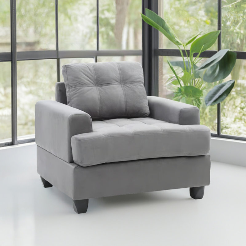 Ensemble de salon 3 pièces Sedef, Microfibre / microsuède gris
