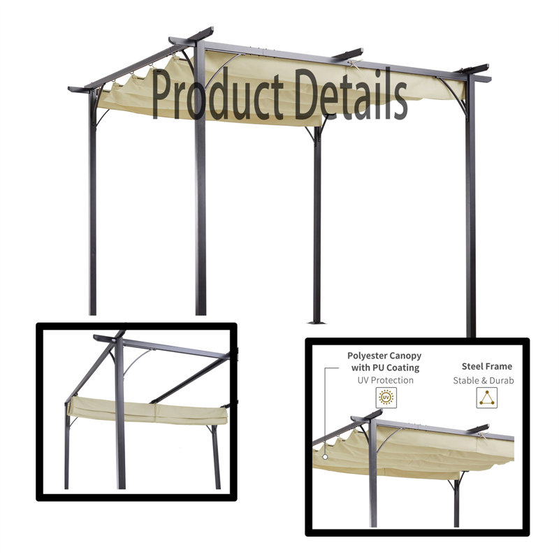 10' x 10' Outdoor Retractable Pergola Canopy