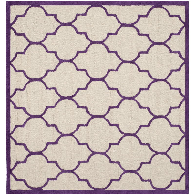 Cannen Hand Tufted Wool Geometric Rug, Square 6'