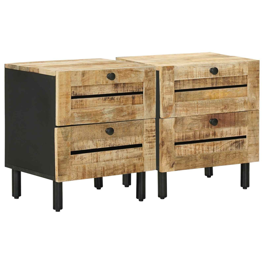 Bedside Table Natural Solid Mango Wood Nightstand Bedroom Furniture