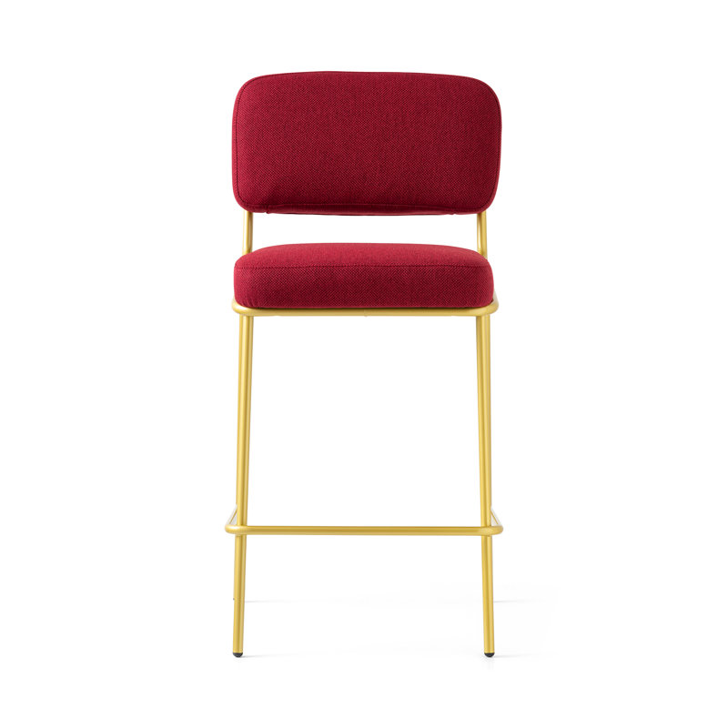 Sixty Upholstered Counter Stool with Metal Frame, Counter Stool (25.63" Seat Height), Painted Brass, Camel Brown