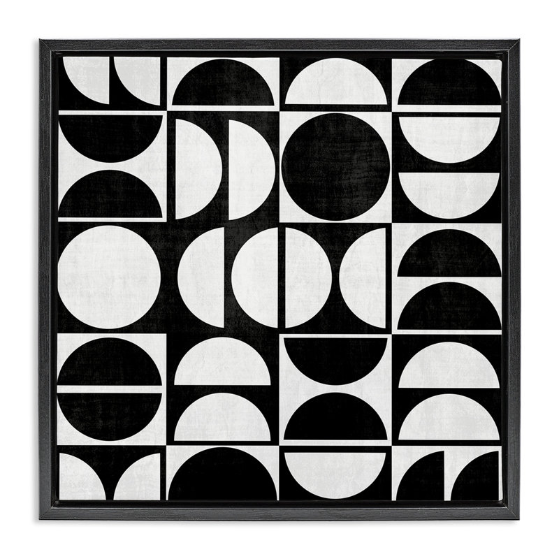 Black & White Arch Pattern, 18" H x 18" W, Jet Black Floater Frame