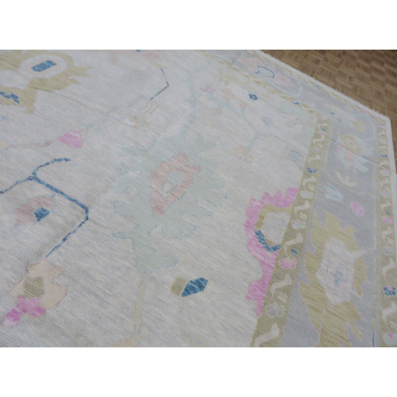 Tapis oriental moderne Oushak noué à la main 11 pi 11 po x 15 pi 3 po 618384B2A35C48998DA0227CD74F7756