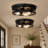 2 Pack 3-Light Matte Black Industrial Flush Mount Ceiling Light