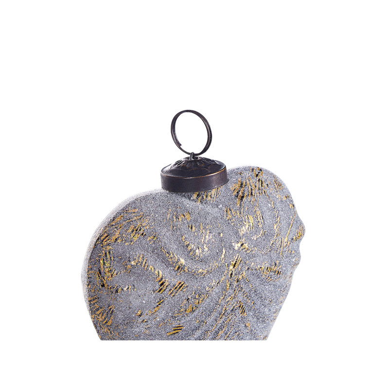 13cm Glass Abstract Ball Ornament, Grey