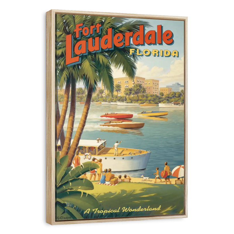 Fort Lauderdale, Floride, Cadre flottant en bois naturel, 25 po x 37 po