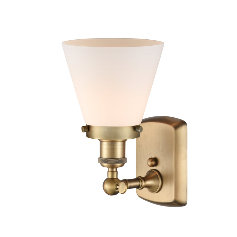Applique murale 1 lumière 6 "Ballston Urban Cone, DEL, Blanc mat, Laiton brossé