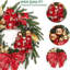 24" Pre-Lit Christmas Wreath with LED Lights, Red Bow, Berries & Gold Ornaments