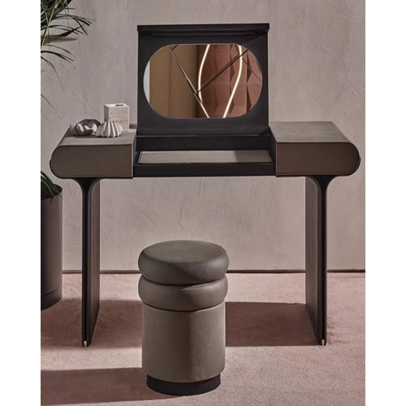 High-End Clamshell Dresser, Gray/Black