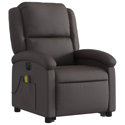 Fauteuil de massage inclinable électrique en cuir véritable