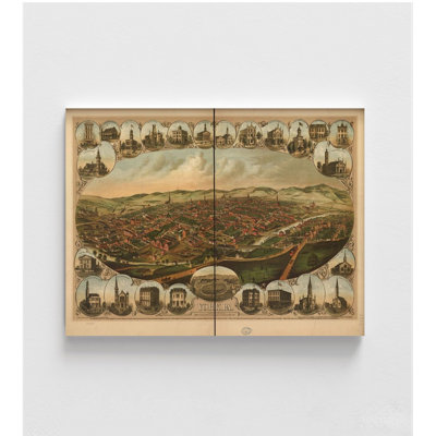 «York Pennsylvania 1879», carte antique de Pennsylvanie, impression d'affiche, art mural américain, vue aérienne de la Pennsylvanie