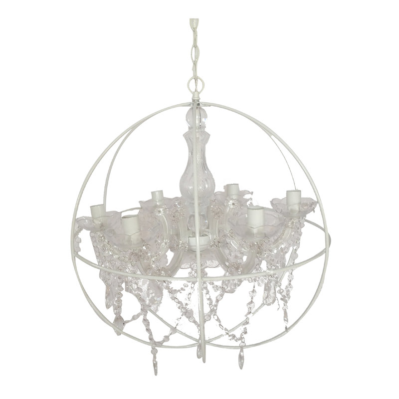 Lustre sphérique unique à 6 lumières Goodman, Blanc