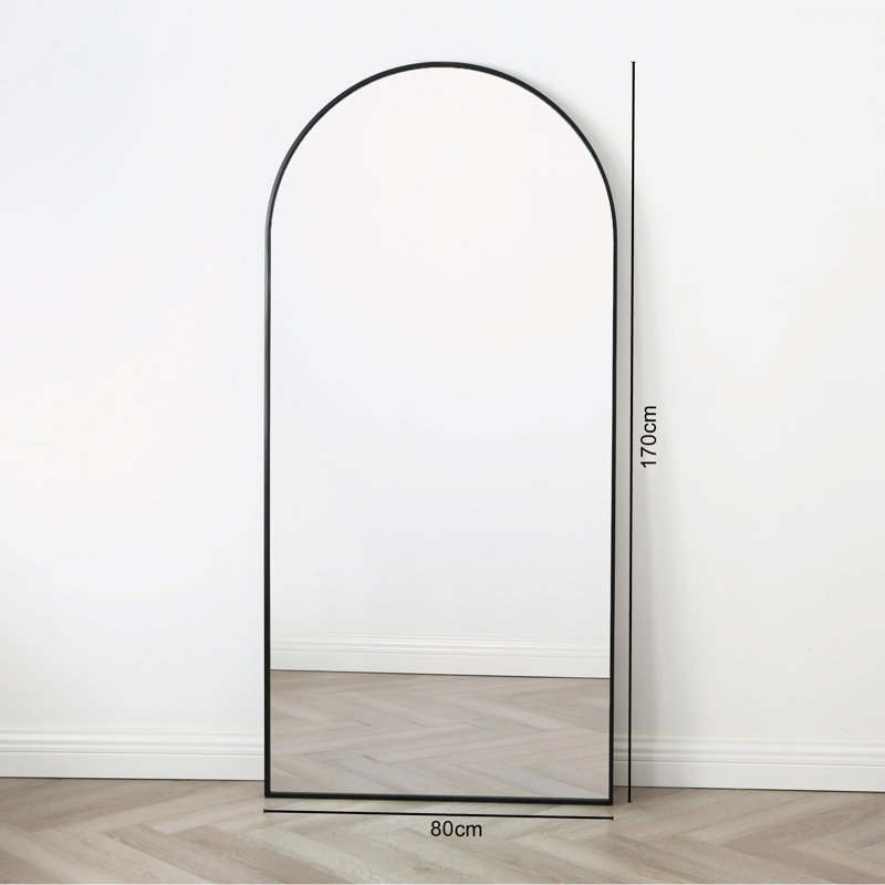 Stoneridge Metal Arch Floor Mirror, Black