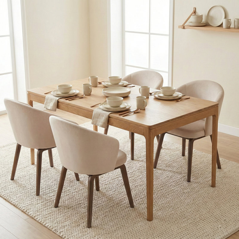 Kinfolk Rectangle Wooden Dining Table - 150cm, Oak