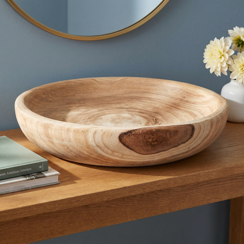 Handmade Wood Decorative Bowl, 4.5" H x 17" W x 17" D