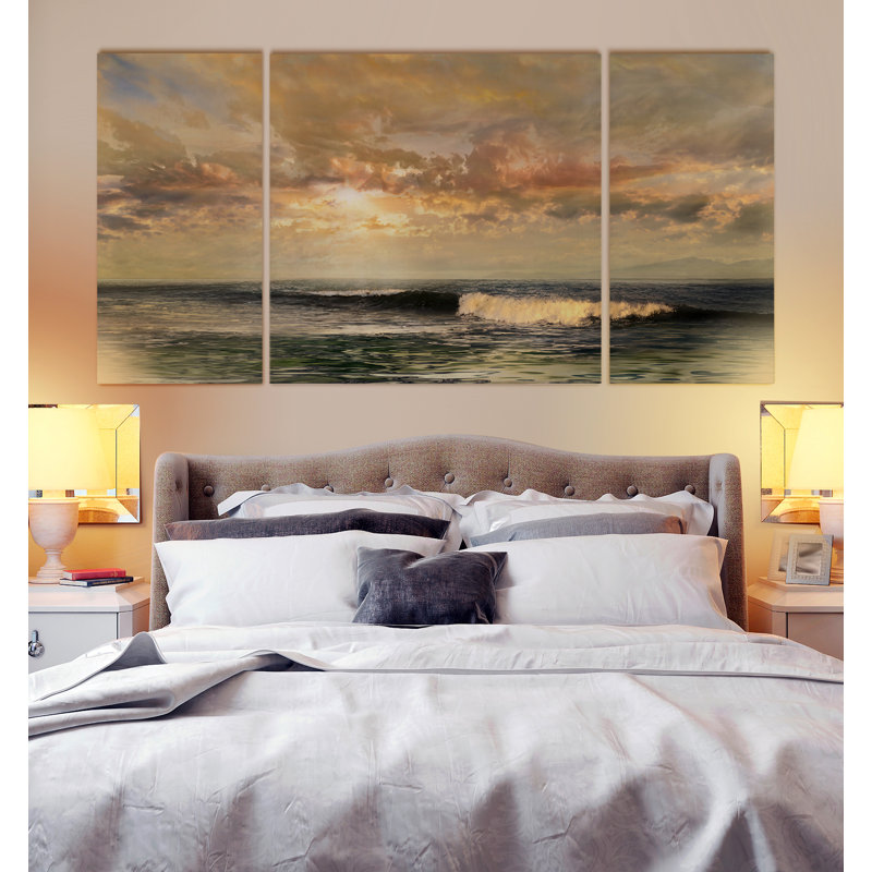 Serenity Beach, ensemble de 3 impressions sur toiles, H 24 po x L 48 po x P 1,5 po
