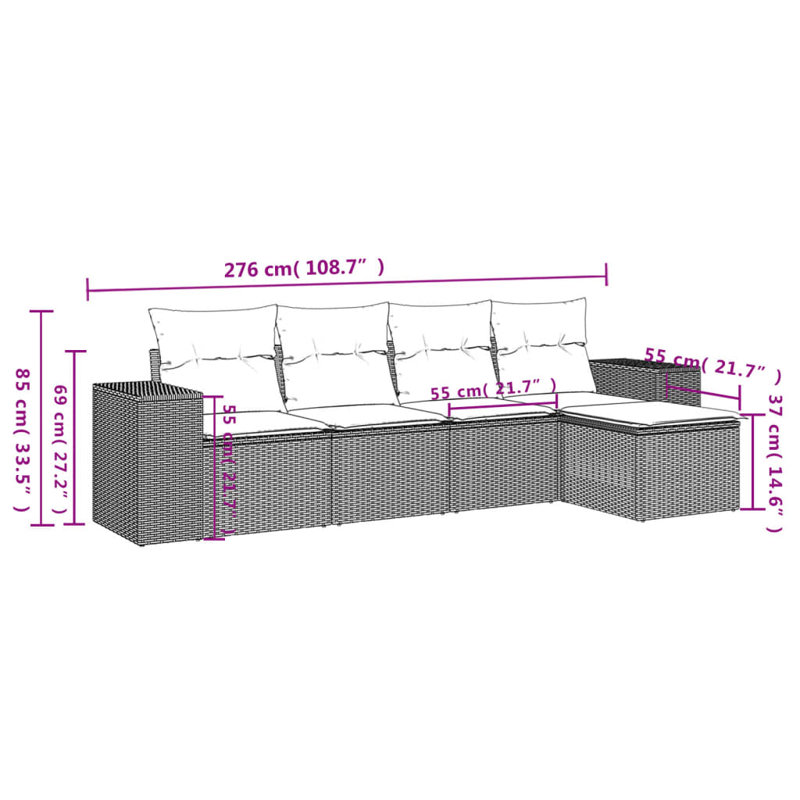  Ensemble de canapé de jardin gris, gris foncé