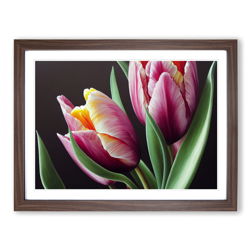 Awe Inspiring Tulip Flowers - Framed Print, 46cm H x 64cm W x 2cm D, Walnut