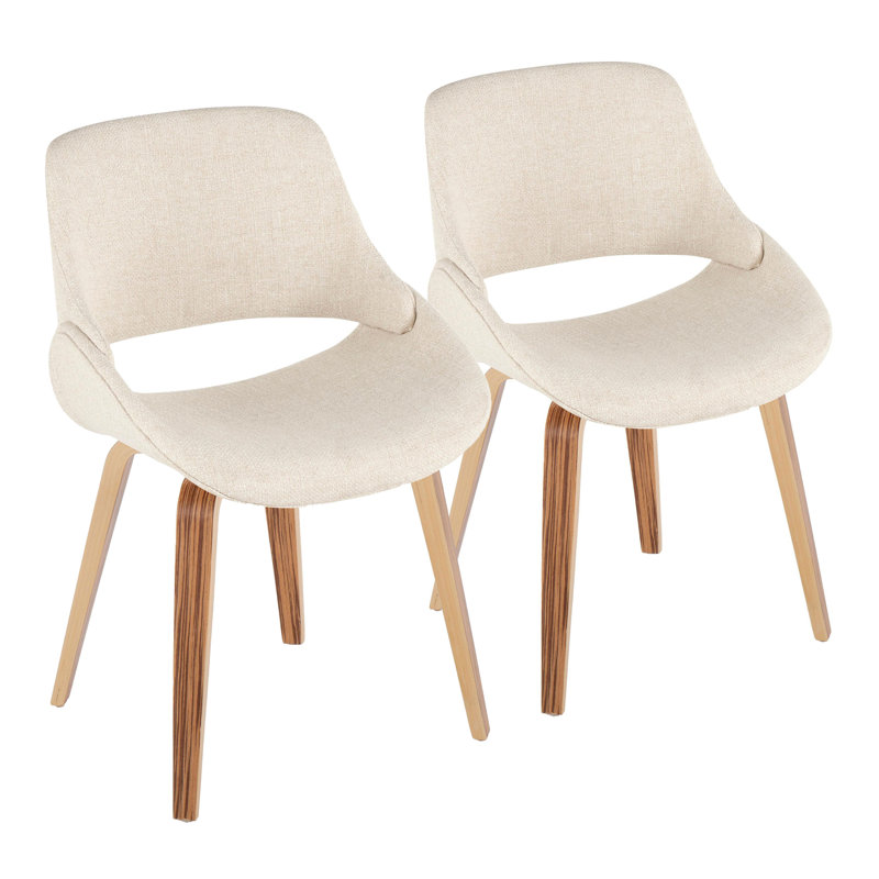 Chaise de salle à manger Mid-Century, Crème, Zèbre