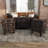 Rosenthal Faux Leather Vintage 4 Drawer Brown Bench with Faux Leather Straps and Studs Set