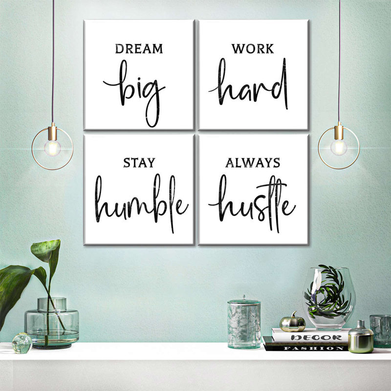 «Dream Big Work Hard Hard Citation», reproduction sur toile, H 26 po x l 26 po