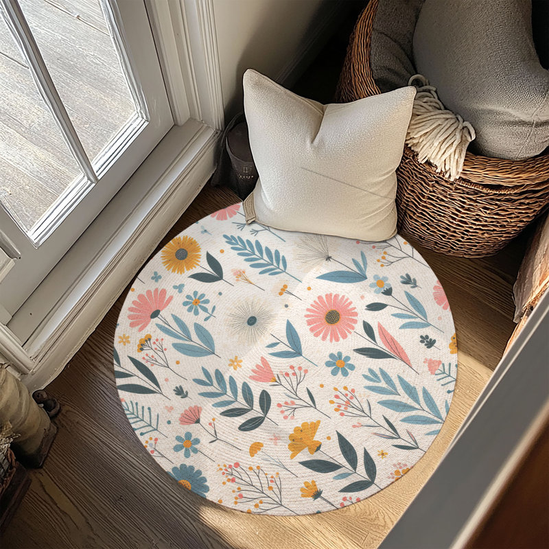 Tapis tressé Warm Garden Blooms, Rond 5 pi