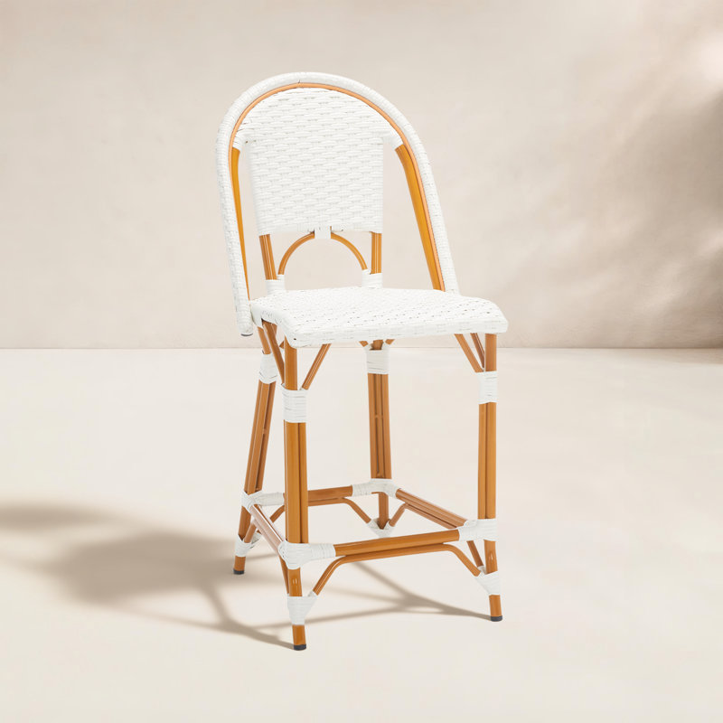 Tabouret de comptoir de patio 25 po Kesa California, Blanc / Brun