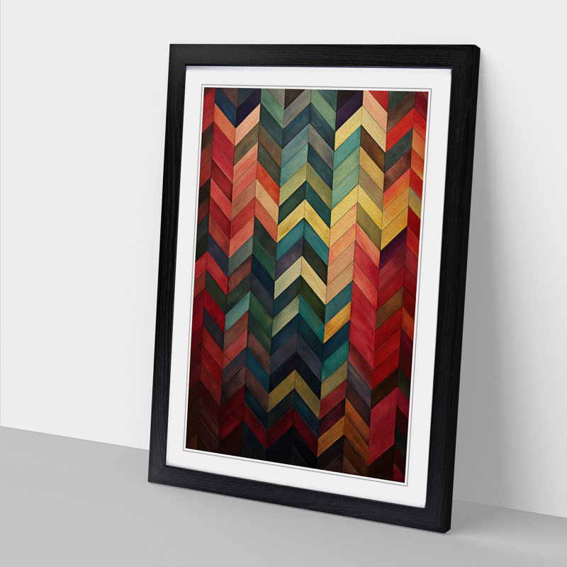Chevrons Victorian No.2 - Single Picture Frame Print on Wood, Black Framed, 64cm H x 46cm W x 2cm D
