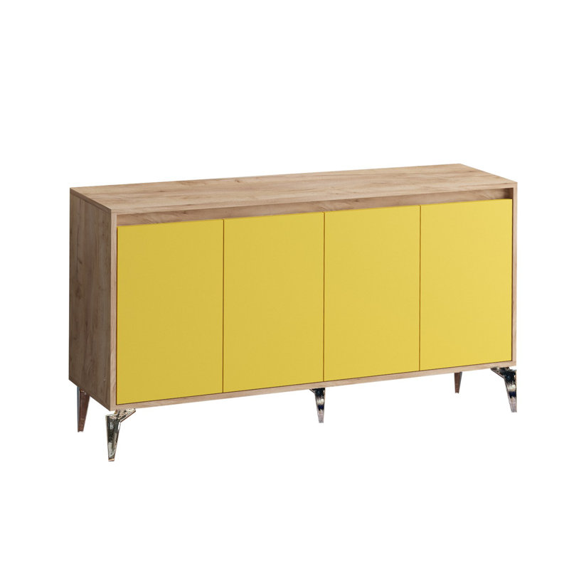 Chacko 140cm Console Table, Gold/Brown/Yellow