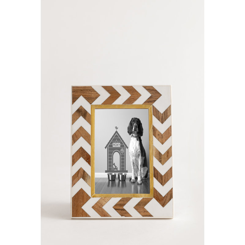 Cadre photo Chevron Charm, Blanc/naturel