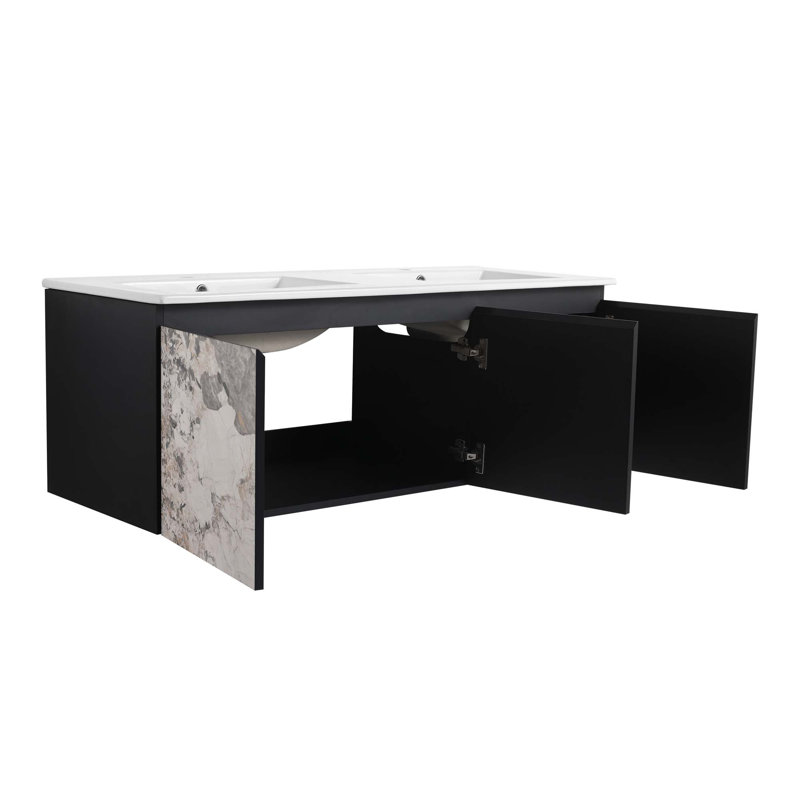 Meuble-lavabo flottant mural et porte d'armoire à fermeture en douceur