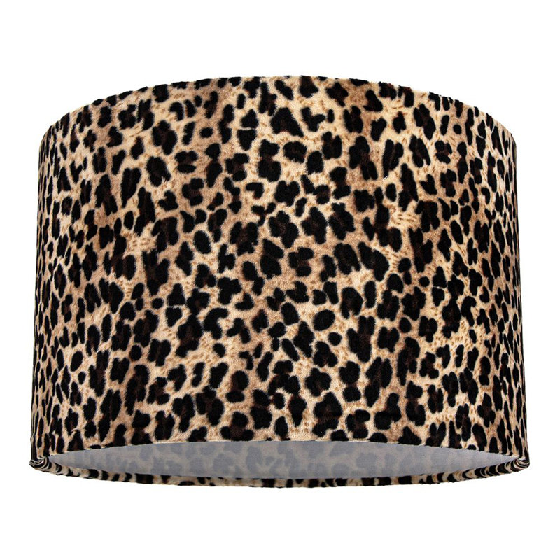 Contemporary and Vivid Peacock Print Table/Pendant Lamp Shade in Soft Cotton, Grey/Black Leopard, 20cm H x 30cm W x 30cm D